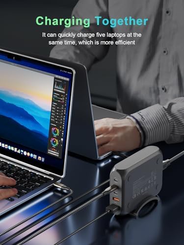 Revolutionary 188 W Ga N USB-C Multiport Charger – High-Efficiency 5-Port Fast Charging Station with PD 3.1 & PPS Compatibility for Mac Book, i Phone 16 Pro Max, Samsung Galaxy S24, Dell XPS & More – Includes Premium 240 W Cable for Enhanced Safety and Performance