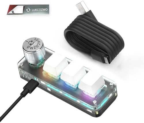 Revolutionize Your Gaming Setup with the Ultimate 3-Key Macro Pad – Programmable Mini Mechanical Keyboard with RGB Backlighting, Ergonomic Knob, and Type-C Connectivity for Enhanced Productivity and Precision in Gaming and Work Tasks