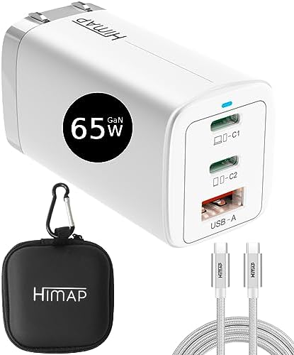 65 W Ga N Pro Travel Charger – Ultimate Multi-Port USB-C Wall Adapter for i Phone 15, Mac Book & Android Devices – Compact Foldable Design with Premium USB-C Cable for Efficient On-the-Go Charging
