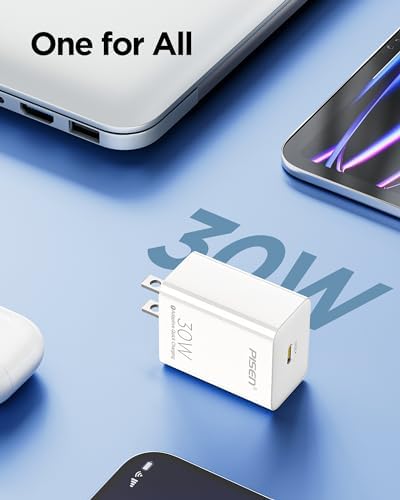 PISEN 65 W Ga N USB-C Fast Charger | 4-Port Compact Wall Adapter with 4 FT Cable | Ultimate Charging Solution for Mac Book Pro, i Pad Pro, Galaxy S23 & i Phone Series | Enhanced Speed, Energy Efficiency & Travel-Friendly Design