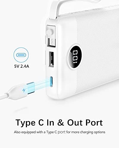 VRURC 10000 m Ah Portable Power Bank with Integrated Cables and LED Battery Indicator – Slim, Lightweight Travel Charger with Dual Input and Five Outputs for Effortless Device Charging – Ideal for Smartphones and Tech Gadgets – Stylish Blue Design (1 Pack) – Ultimate Convenience and Compatibility