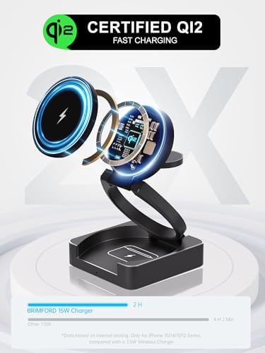 Ultimate 3 in 1 Wireless Charging Station – Qi2-Certified Foldable Charger for i Phone 15/14/13/12, Apple Watch & Air Pods – Fast, Portable Power Hub with Safety Features for On-the-Go Users