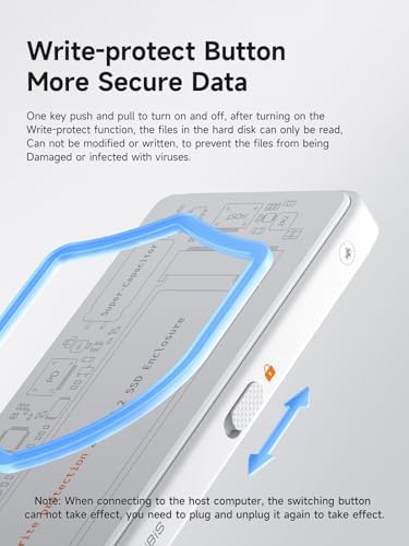 Hagibis M.2 NVMe SSD Enclosure – Ultra-Fast USB-C 3.2 Gen2 Adapter with Write Protection, 100 W PD Support for i Phone 16/15 Pro Max & Mac Book Pro – Sleek, Portable Design for Secure Data Transfers and Enhanced Storage Solutions