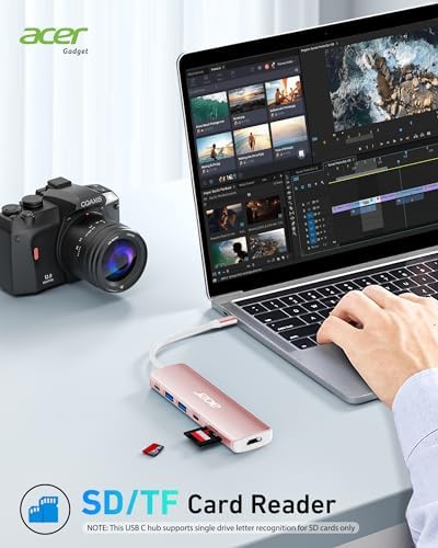 Acer 7-in-1 USB C Hub with 4 K HDMI Splitter – Ultimate Connectivity Solution for Laptops & PCs – Fast 5 Gbps Data Transfer, PD 100 W Charging & SD Card Reader – Transform Your Workspace with Enhanced Performance and Versatility