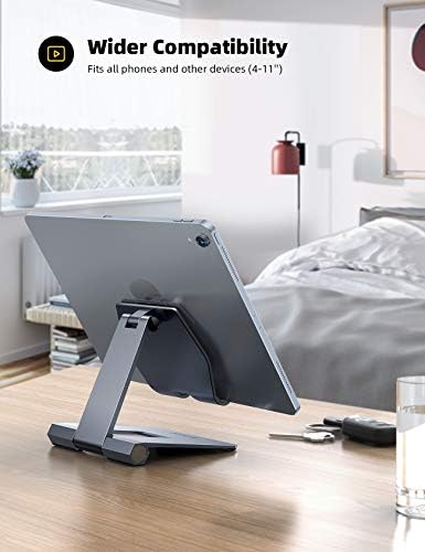 Lamicall     Adjustable Cell Phone Stand Desk – Foldable Desktop Phone Holder, Cradle, Dock, Compatible with iPhone 15 14, Plus, Pro, Pro Max, 13 12 X XS,4-11” Phone Sliver – Enhanced Compatibility and Speed