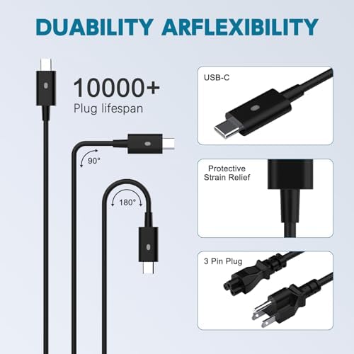 High-Performance 90 W USB-C Charger for Dell Latitude, XPS, and Precision Laptops – Rapid Charging Adapter with Enhanced Safety Features and Universal Compatibility for Efficient Power Delivery