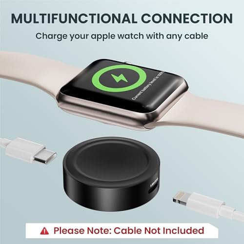 Ruxely Ultra-Portable Magnetic Wireless Fast Charger for Apple Watch – High-Efficiency USB-C Charging Adapter Compatible with i Watch Series 10, 9, 8, 7, 6, Ultra 2 & SE – Compact Design for Effortless Mobility and Quick Power Solutions
