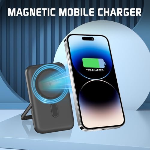 Mag Safe Portable Charger by EKR – 10,000 m Ah Fast Charging Power Bank with PD 20 W, Magnetic Attachment & Zinc Alloy Stand – Ultimate Wireless Charging Solution for i Phone 16/15/14/13/12 Series & Samsung Devices – Reliable, Compact, and Stylish Power Supply for On-the-Go Users