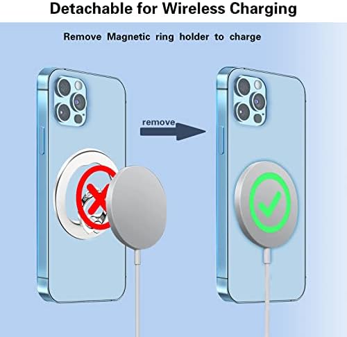 Premium AUROX Magnetic Phone Ring Holder for i Phone 16/15/14/13/12 – Ultra-Strong Aluminum Alloy Grip with N52 Magnets, 360° Rotatable & 180° Flip Design, Versatile Stand for Secure One-Handed Use, Effortless Wireless Charging Compatibility, Ideal for Magsafe Users – Silver Finish for Enhanced Style and Functionality