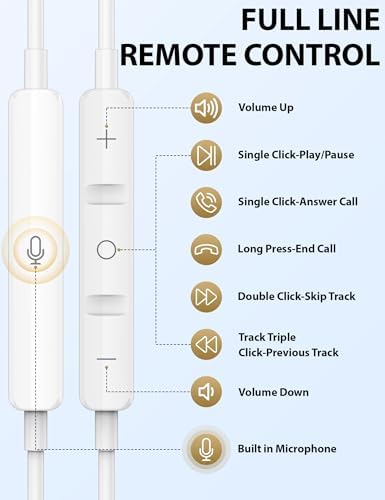 Transform Your Listening Journey with i Mangoo Lightning Earbuds – MFi Certified Magnetic Wired Headphones for i Phone 14/13/12 – Secure Anti-Drop Design with Built-in Microphone and Volume Control for Superior Sound Quality and Comfort