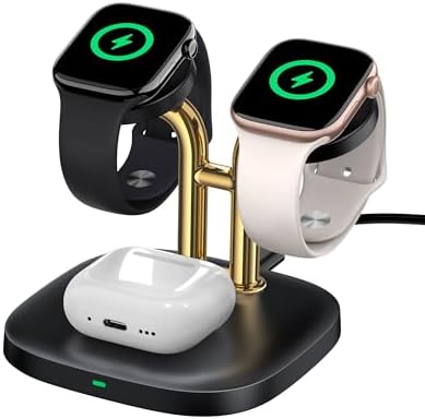 Revolutionize Your Charging Routine with the Swan Scout 3-in-1 Wireless Charging Station – Fast Dual Charger for Apple Watch Ultra 2/10/9 & Air Pods Pro 2/3/2 in Elegant White and Silver – Compact Design, Rapid Power Boosts, and Enhanced Safety Features for Modern Living
