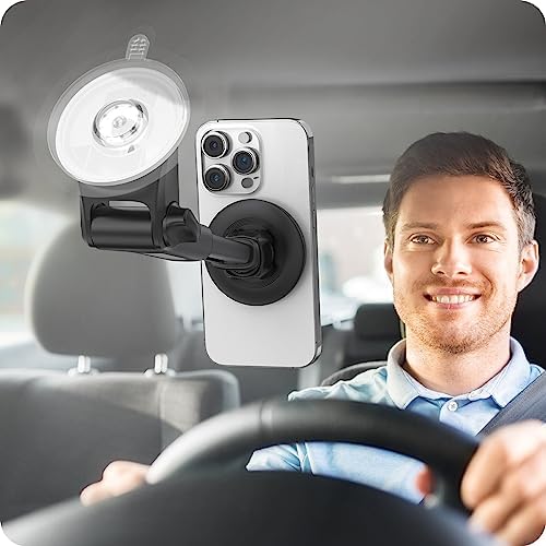 APPS2 Premium Mag Safe Car Mount for i Phone 16/15/14/13/12 – Advanced Dashboard Holder with Strong Suction & Wireless Charging Compatibility – Perfect for Safe Navigation and Hands-Free Calls