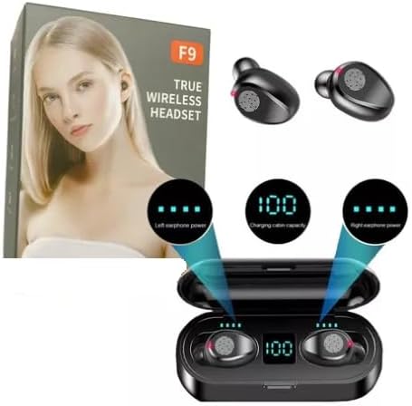 Ultra-Compact Mini F9 5.0 TWS Waterproof Bluetooth Earbuds with Touch Control – Premium Sound Quality Sports Headphones Featuring Dual Connectivity and USB Charging Case for Active Lifestyles – Sleek Black Design for Effortless Audio Experience