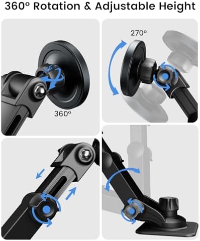 OHLPRO Mag Safe Car Charger Mount for i Phone 16/15/14/13 Pro Max – 15 W Fast Charging Phone Holder with 360° Rotation, Secure Adhesive Base for Tesla and Other Vehicles, Ultimate Magnetic Car Accessory for Safe Driving and Hands-Free Navigation – Perfect Gift for Tech Enthusiasts and Road Warriors