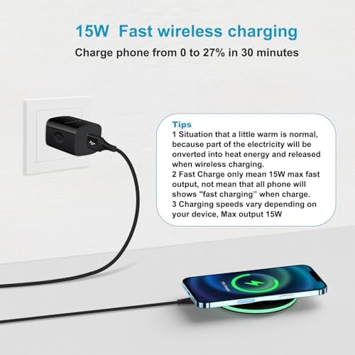 Fast Charging Wireless Charger for Moto G Stylus 2025, G Power (2025), Edge 2025 & Razr Ultra 2025 – Superior Compatibility & Rapid Power-Up Solution for Moto Devices – Sleek Design with Safety Features & LED Indicator Lights