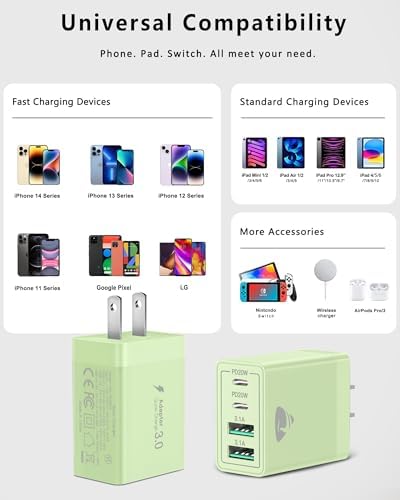 Aiminu 40 W 4-Port USB C Wall Charger Block 3-Pack – Efficient PD Fast Charging Solution for i Phone 15/14/13/12/11/Pro Max, i Pad & Android Devices – Ideal for Home, Travel, and Multi-Device Power Needs