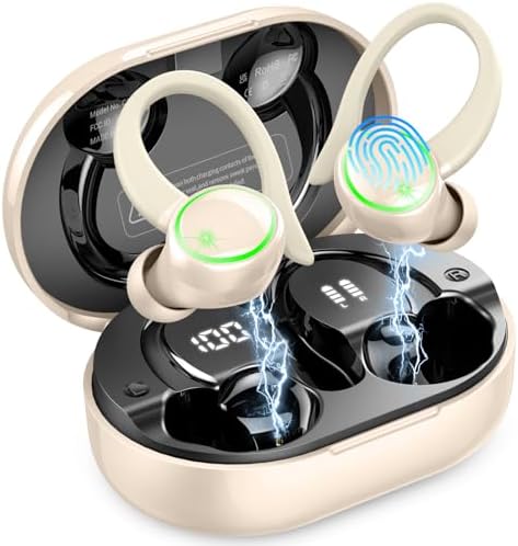 Ultimate Bluetooth 5.4 Sports Earbuds with 50-Hour Playtime, IP7 Waterproof Design, and Enhanced Deep Bass – Perfect for Fitness Enthusiasts and Runners in Vibrant Purple, Engineered for Unmatched Comfort and Superior Noise Cancellation