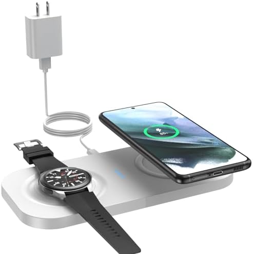Revitalize Your Charging Routine with the Joy Geek Dual Wireless Charger – 2-in-1 Fast Charging Pad for Samsung Galaxy Devices, Effortlessly Powers Galaxy S23/S22/S21/S20/S10/Note20/10, Compatible with Galaxy Watch 5/4/3 & Buds 2/+/Pro/Live – Enhanced Speed & Compatibility for a Clutter-Free Experience