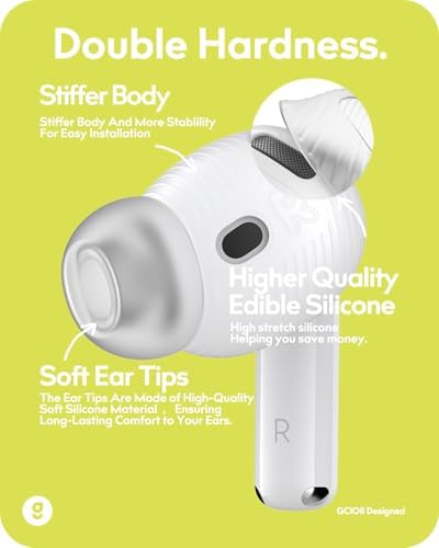 Gcioii Premium Silicone Ear Tips for Air Pods 4 – 3 Pairs of Comfortable, Anti-Slip Noise-Cancelling Earbud Covers with Travel Pouch – Elevate Your Listening Experience with Custom Fit and Enhanced Sound Isolation