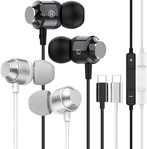 Discover Superior Sound with 2 Pack USB C Earbuds – High-Fidelity Wired Headphones for i Phone 15 Pro Max, i Pad Pro, and Samsung Galaxy S23 Ultra – Ultimate Comfort and Compatibility for Calls and Music – Lightweight, Durable Design Perfect for Travelers and Daily Commutes – Premium Audio Experience with Integrated Microphone – Enhance Your Listening Journey with Reliable Type C Earphones for Modern Devices