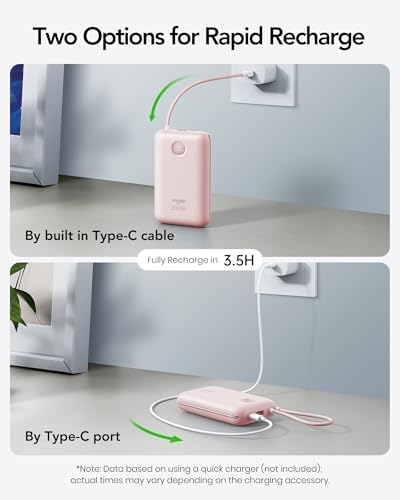 High-Capacity 20000 m Ah Portable Charger with Built-in Cables – 30 W Fast Charging Power Bank Featuring LED Display for i Phone, Samsung, i Pad & Android Devices – Ideal Travel Companion for On-the-Go Charging Solutions