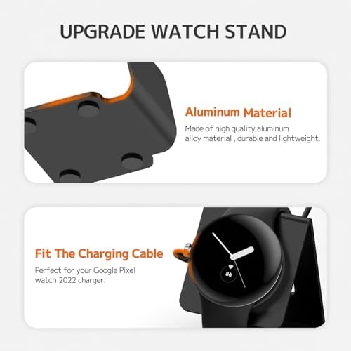 Upgrade Your Google Pixel Watch Charging with the Ninki Aluminum Dock – Rapid, Stylish, and Secure Nightstand Organizer for Series 2 & 3 Smartwatches, Perfect for Effortless Maintenance and Elegant Décor