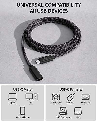 High-Speed USB C Extension Cable (20 Gbps Data Transfer, 240 W Fast Charging, 3.3 Ft) – USB 3.2 Type C Male to Female Adapter for i Phone 16, Pixel, PSVR2, Mac Book Air/Pro, and Dell XPS – Optimal Versatility & Enhanced Performance in a Sleek Red Design