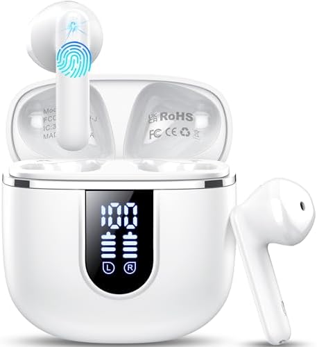 Cillso Bluetooth 5.4 Wireless Earbuds – Superior Hi-Fi Stereo Sound with 4-Mic Noise Cancellation, 40-Hour Long Battery Life, IP7 Waterproof Design, Quick USB-C Charging, and Dual LED Battery Indicator – Perfect for On-the-Go Music Lovers and Active Professionals