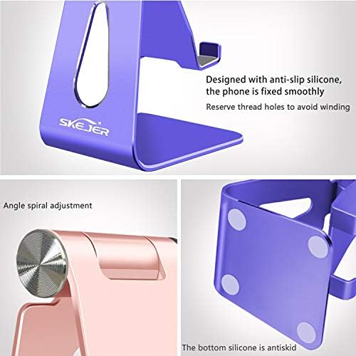Adjustable Cell Phone Stand, Phone Holder,Tablet Stand Dock,Aluminum Desktop Compatible with iPhone 12 iPad,Samsung Galaxy,Google All Smart Phone/Tablets Under 10 in-Rose Gold + Royal Purple – Enhanced Compatibility and Speed