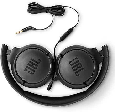 JBL Tune 500 Wired On-Ear Headphones – Lightweight, Portable Design with Pure Bass Audio for Optimal Sound Quality, Tangle-Free Cable for Easy Storage, One-Button Mic for Effortless Hands-Free Calling & Voice Activation – Perfect for Daily Use and Travel (Black)