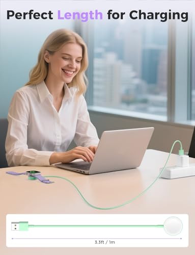 Upgrade Your Apple Watch Charging Efficiency with Our 3-Pack Magnetic Fast Charging Cables – Universal Compatibility for All i Watch Models, 3.3 FT Length for Versatile Use, Sleek White Finish for a Stylish Look – Essential Fast Power-Up Solution for Active Lifestyles and Everyday Convenience