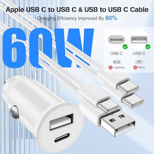 High-Power USB C Car Charger for i Phone 16 & 15 Series – 40 W Dual Port Fast Charging Adapter with 3 FT USB-C to C & A to C Cables – Versatile Compatibility for i Pad, Samsung, and More – Compact Design for On-the-Go Convenience and Enhanced Safety Features