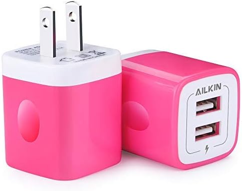 AILKIN Dual Port USB Wall Charger 2-Pack – 2.1 A Fast Charging Adapter for i Phone 15/14/13/12/11 Pro, Samsung Galaxy S23/S22/S21 – Compact Power Block with Quick Charge Technology – Universal Compatibility & Safety Features for Home and Travel
