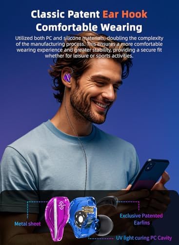 Elevate Your Audio Experience with Keephifi CCZ BC04 Wired Earbuds – Lightweight Hi-Fi IEMS Featuring Advanced Dynamic Hybrid Dual Drivers for Crystal Clear Sound Quality, Perfect for Gaming, Music Lovers, and Hands-Free Communication – Stylish Purple Design with Integrated Microphone for Enhanced Compatibility and Comfort