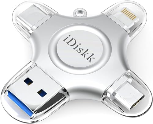 Revolutionize Your File Management with the MFi Certified i Diskk 128 GB Flash Drive – Ultimate 4-in-1 Storage Solution for i Phone 15, 16, i Pad & More! Seamlessly Transfer Photos, Videos & Files Across i OS, Android, Samsung, Type-C & Mac Book – Lightning-Fast USB 3.0 Speed & Enhanced Compatibility for All Your Devices! Perfect for Expanding Your Digital Library with Compact, Durable Design!
