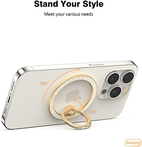 Allengel Bling Silver Magnetic Phone Grip – Stylish Mag Safe-Compatible Ring Holder & Kickstand for i Phone and Smartphones – 360-Degree Rotation, Secure Grip, and Elegant Design for Effortless Hands-Free Experience