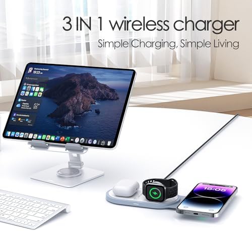 Ultimate 3-in-1 Foldable Charging Station for Apple Devices – Fast Wireless Charger with Magnetic Pad for i Phone 16/15/14/13/12, Apple Watch Series & Air Pods Pro/4/3/2 – Perfect Portable Solution for Effortless Charging on the Go