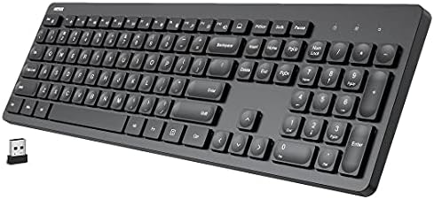 Sleek Arteck 2.4 G Wireless Keyboard – Ultra-Slim Full-Size Design with Numeric Keypad and Media Hotkeys for Effortless Typing on Windows 11/10/8/7, Compatible with PC, Laptop, Surface, and Smart TV – Enhance Your Workspace Today!