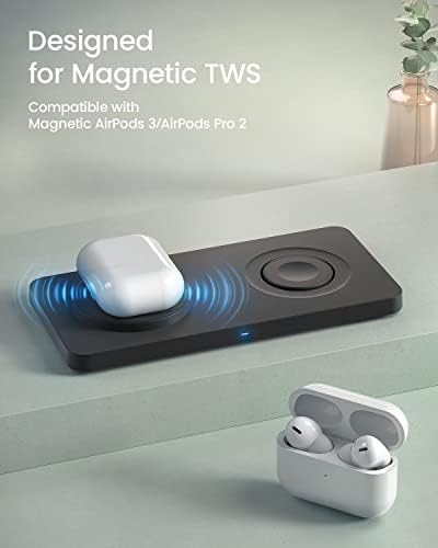 Magnetic Dual Wireless Charging Pad for Apple Devices – Fast 2-in-1 Charger for i Phone 15/14/13/12 Pro Max, Apple Watch Ultra/8/7/6/SE/5/4/3, Air Pods Pro 2 – Effortless Power and Enhanced Compatibility