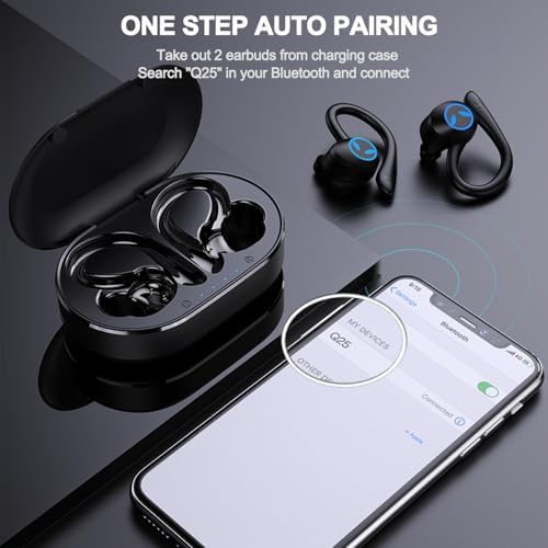 Elevate Your Audio Experience with Bluetooth 5.1 Sports Earbuds – Ergonomic Earhook Design for Secure Comfort, Immersive HD Sound for Gaming and Workouts, Sweatproof Durability for Active Lifestyles (Black)