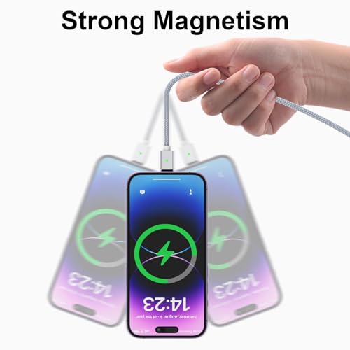Revolutionize Your Charging Experience with the 3-in-1 Magnetic Charging Cable Set – Fast 3 A Power Delivery, Nylon Braided Durability, and LED Indicator (3 Pack: 3.3 ft, 6.6 ft, 6.6 ft) for USB-C and Micro-USB Devices – Versatile Connectivity and Effortless Use
