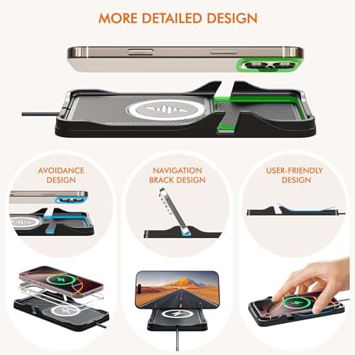 Revolutionize Your Driving Experience with the LANSEMKU Wireless Car Charging Pad – Fast, Safe & Anti-Slip Dashboard Holder for i Phone 16/15/14/13 Pro Max & Samsung Devices, Compact Charging Mat for Ultimate Convenience and Efficiency