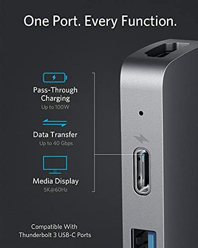 Elevate Your Mac Book Experience with Anker’s 8-in-2 USB-C Hub: Thunderbolt 3 Compatible Adapter Featuring 4 K HDMI, Dual USB-A&C 3.0 Ports, SD Card Slot & Lightning Audio for Ultimate Connectivity and Speed