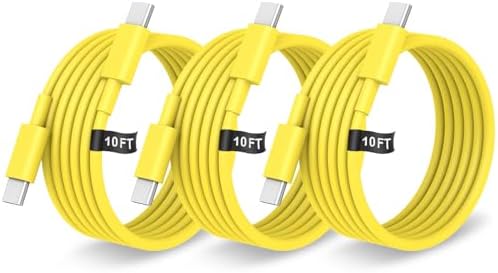 10 FT USB C to USB C Charging Cable – Fast Charge Type C Cord, 3 Pack for i Phone 16/15 Pro/Plus/Pro Max, Mac Book Air & Galaxy S25/S24 – Stylish Pink Design for Enhanced Versatility and Durability