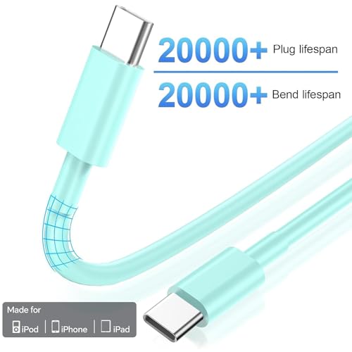 Ultimate 10 Ft USB-C Fast Charging Cable for i Phone 16 & 15 – 3-Pack High-Speed 60 W Cords for i Pad Pro, Mac Book Air, and Samsung Devices – Versatile Charging Solution in Red, Green, Pink for Maximum Compatibility and Convenience