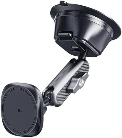 APPS2 Mag Safe Car Phone Holder – Advanced Windshield Mount with Strong Vacuum Suction Cup and Adjustable Aluminum Alloy Arm for i Phone 16-12, Samsung & All Smartphones – Unmatched Stability and Ergonomic Accessibility for Safer Driving