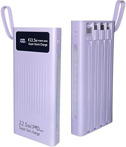 Ultimate 10,000 m Ah Portable Charger with Built-In Cables & LED Display – Fast Charging Power Bank for i Phone, Samsung & More – Essential Travel Companion with Integrated LED Lamp for On-the-Go Power Solutions