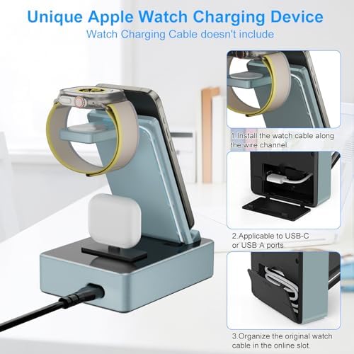 Power Up Your Workspace with the 100 W Aluminum Alloy 8-in-1 Wireless Charging Station – Fast USB-C Dock for i Phone, i Watch & Air Pods Pro – Sleek, Durable Design for Multi-Device Efficiency