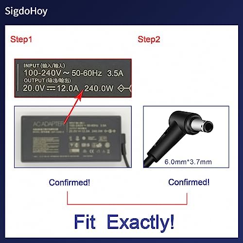 High-Performance 240 W ASUS ROG Zephyrus Charger – Compatible with G14, G15, G16, M16, S15, S17, Flow X16 GV601, Strix Scar 15, TUF Gaming Series – Rapid Charging AC Adapter with Enhanced 20 V 12 A Output for Optimal Laptop Performance – Includes Power Cord for Seamless Connectivity