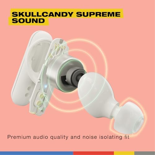 Skullcandy Smokin’ Buds Wireless Earbuds – Premium Bluetooth Headphones with Enhanced Noise Isolation, 20-Hour Playtime, IPX4 Sweat-Resistant Design – Ideal for Fitness Enthusiasts and Seamless Hands-Free Communication on i Phone & Android Devices